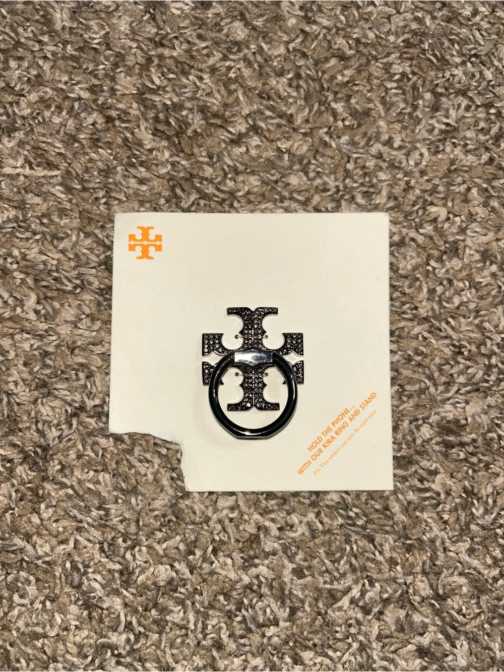 NWOT! Tory Burch Kira Chrome Crystal Phone Ring/Stand